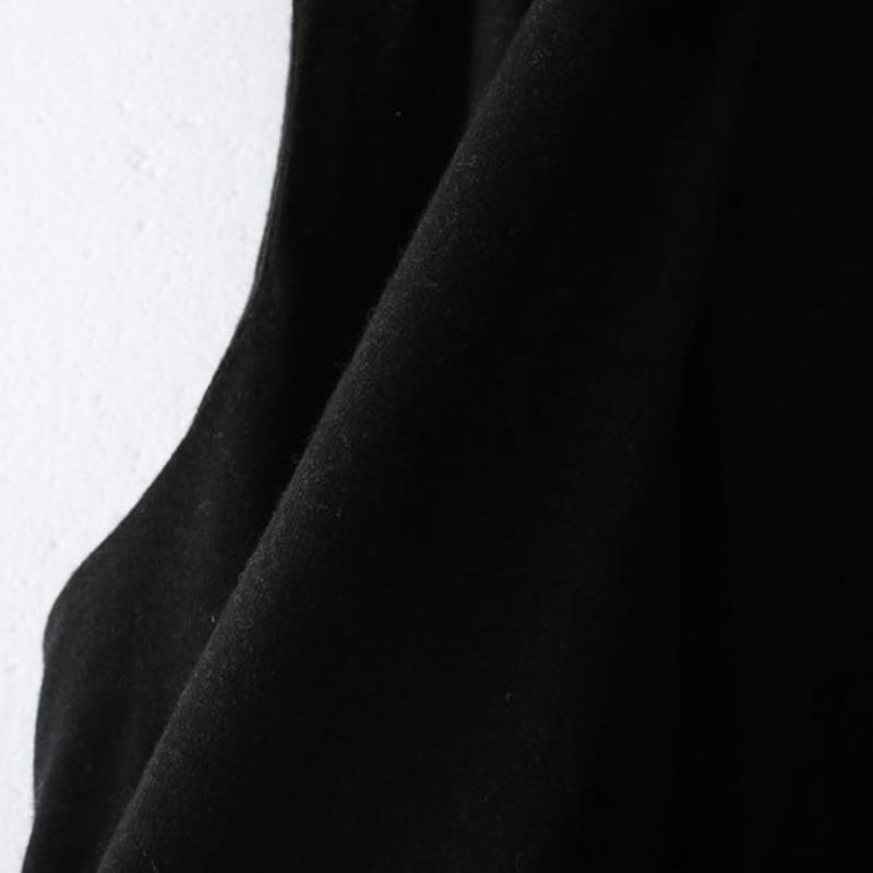 Luxuriöser Schwarzer Wollmantel Übergroßer Maximantel Mit Asymmetrischem Saum Ärmellose Lange Jacken Für Damen - Damen-Cardigans