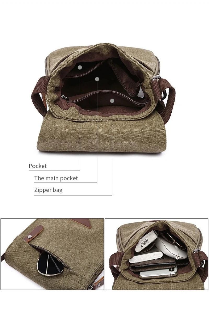 Herren-ledertasche Kleine Literarische Umhängetasche Diagonale Quadratische Tasche - Grau