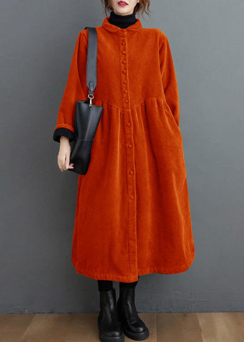 Französische Orange Cordmäntel Inspiration Dicke Cinched Damenmäntel