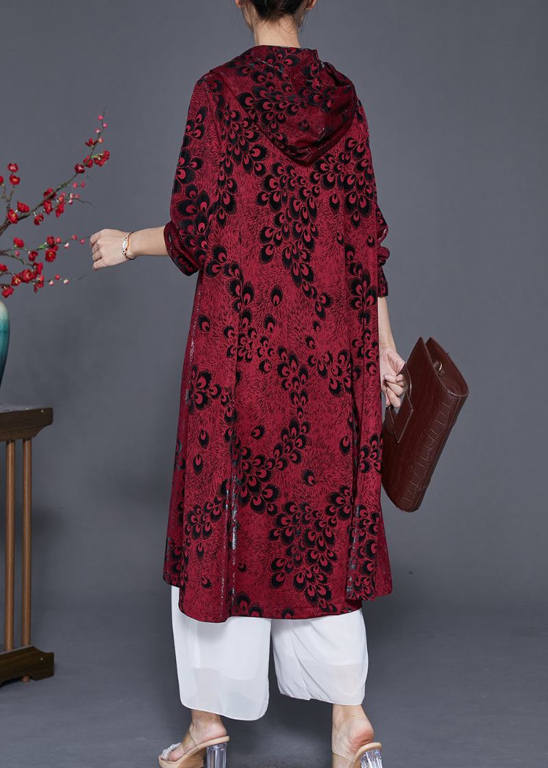 Mulberry Print Spandex Trenchcoats Übergroßen Frühling - Damen-Trenchcoats