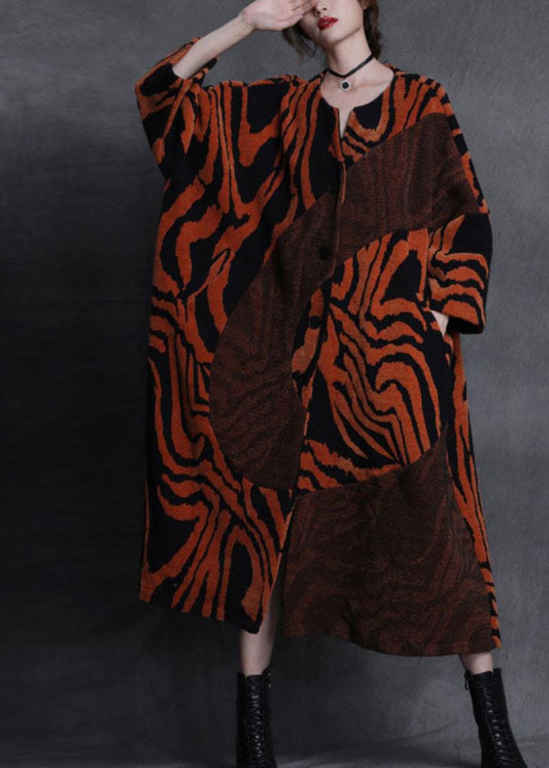 Taillierter Khaki-patchwork-trenchcoat Mit Fledermausflügelärmeln Lässiger Herbst-trenchcoat - Orange