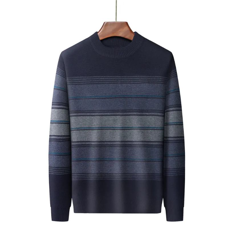 Lässiger Rundhalspullover Mit Streifen Hemd Herbst-winter-strickpullover Herrenbekleidung Modisches Streetwear-trikot - Grün