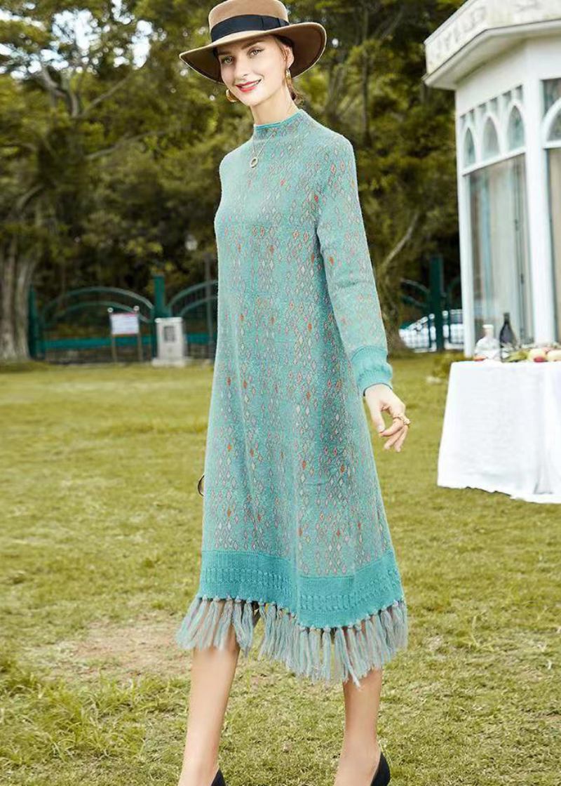 Boutique-kleid Aus Patchwork-wolle Mit Quastendruck Für Den Herbst - Damen-Wollmäntel