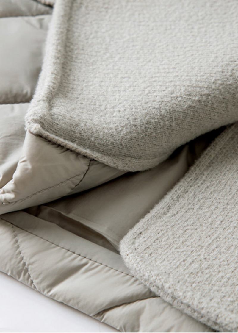 Französisch-graue Patchwork-wollmäntel Mit Baumwollfüllung Für Den Winter - Damen-Wollmäntel