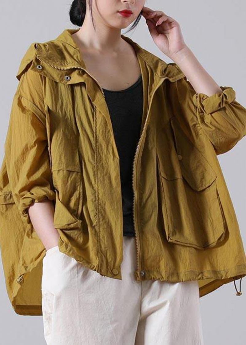 Eleganter Lässiger Gelber Mantel Mit Lsf 50+ Jacke Kapuzenmantel Sommer