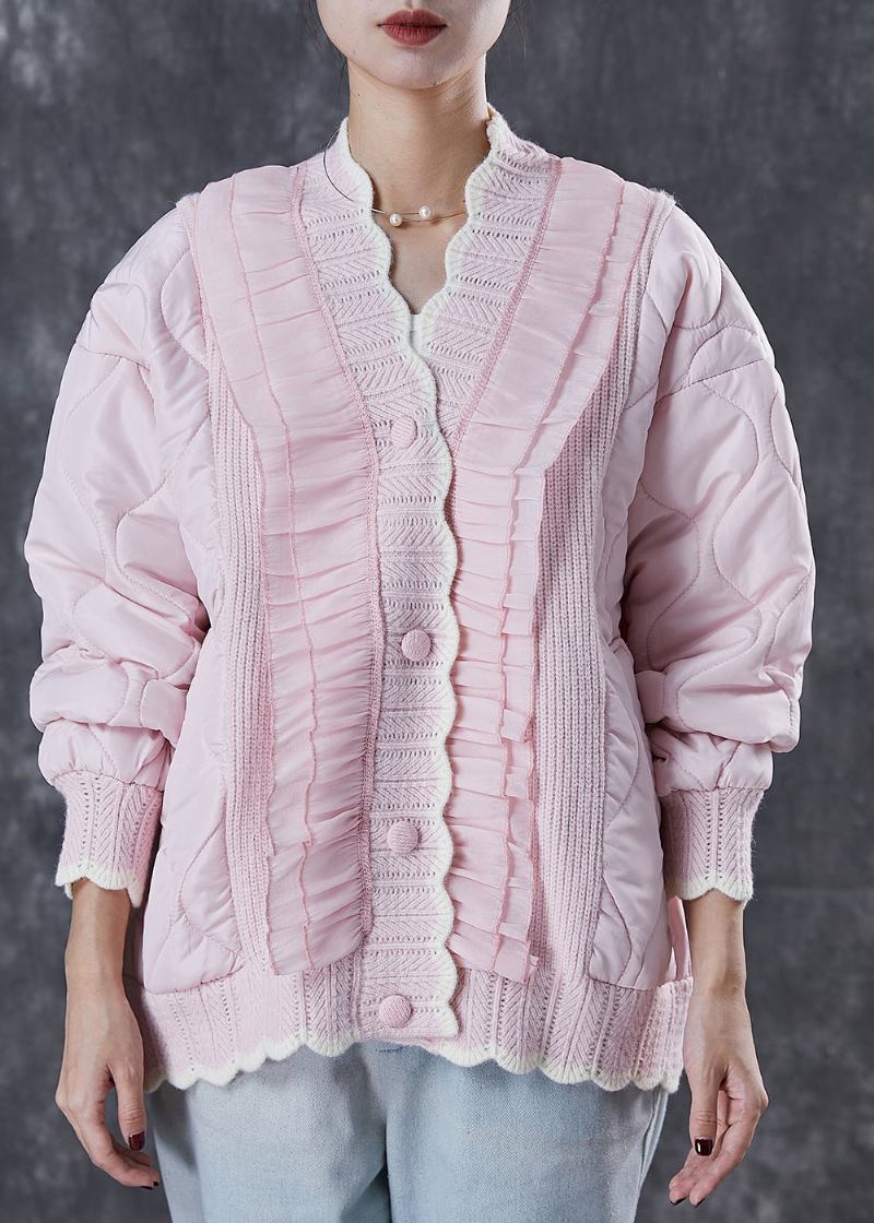 Schöner Rosa Patchwork-mantel Aus Feiner Baumwolle Mit Rüschen Frühling