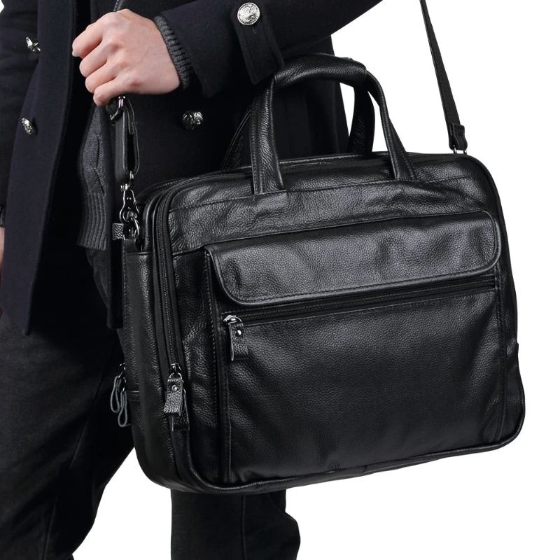 Aktentasche Aus Echtem Leder 15 Zoll Laptop-handtasche Dokumententasche Business-umhängetasche Für Männer Tote Messenger-umhängetasche - Grün