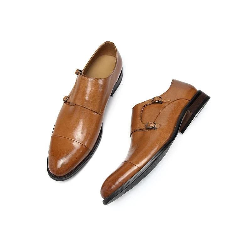 Doppelte Monk-straps Herrenschuhe Formelle Hochzeitsschuhe Aus Echtem Leder Originale Business-designerschuhe Für Herren - Schwarz
